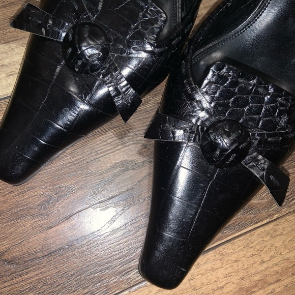 Linea paolo y2k faux reptile bow coquette heel fall square toe boho classic - Picture 3 of 8